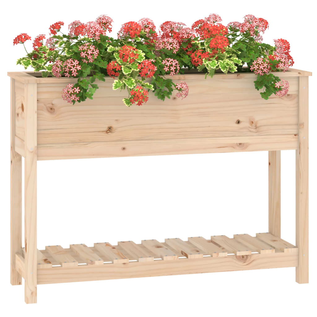 Pflanzkübel mit Ablage 111,5x34,5x81 cm Massivholz Kiefer