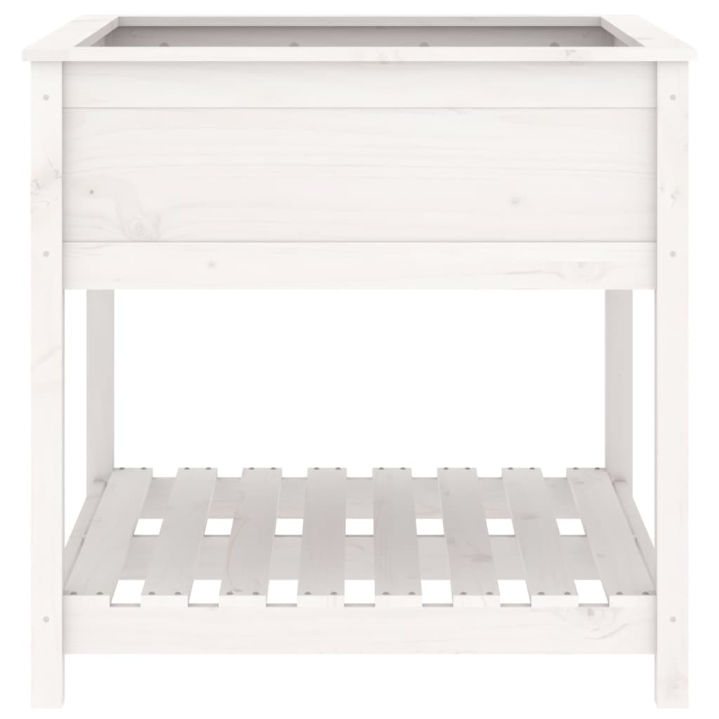 Pflanzkübel mit Ablage Weiß 82,5x82,5x81 cm Massivholz Kiefer