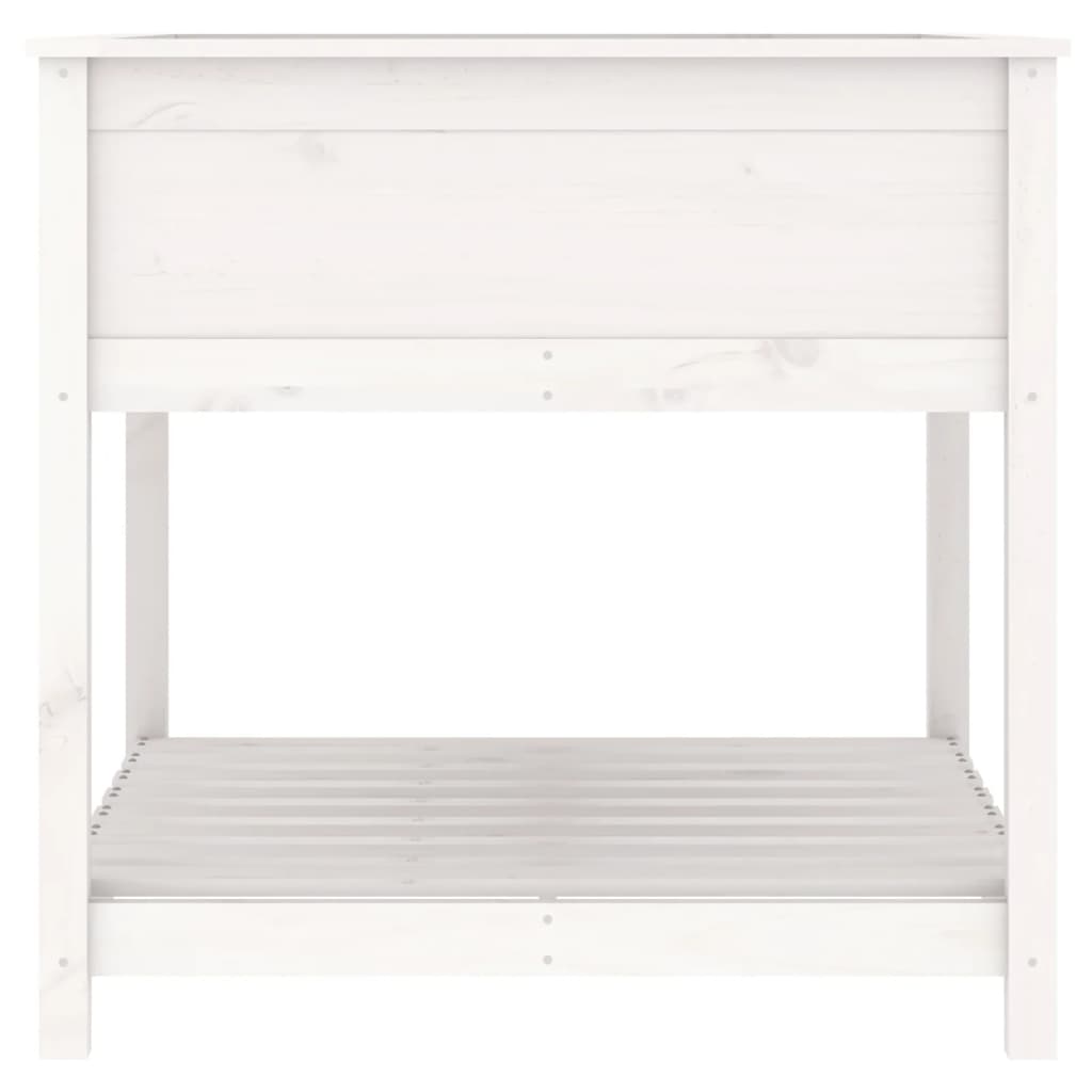 Pflanzkübel mit Ablage Weiß 82,5x82,5x81 cm Massivholz Kiefer