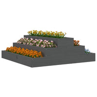 Thumbnail for Pflanzkübel Grau 80x80x27 cm Massivholz Kiefer