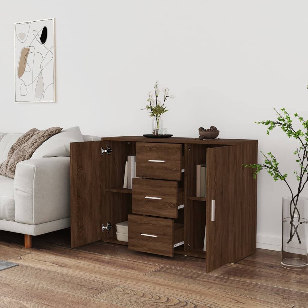 Sideboard Braun Eichen-Optik 91x29,5x65 cm Holzwerkstoff