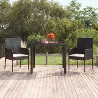 Thumbnail for Gartentisch mit Glasplatte Schwarz 90x90x75 cm Poly Rattan
