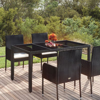 Thumbnail for Gartentisch mit Glasplatte Schwarz 150x90x75 cm Poly Rattan