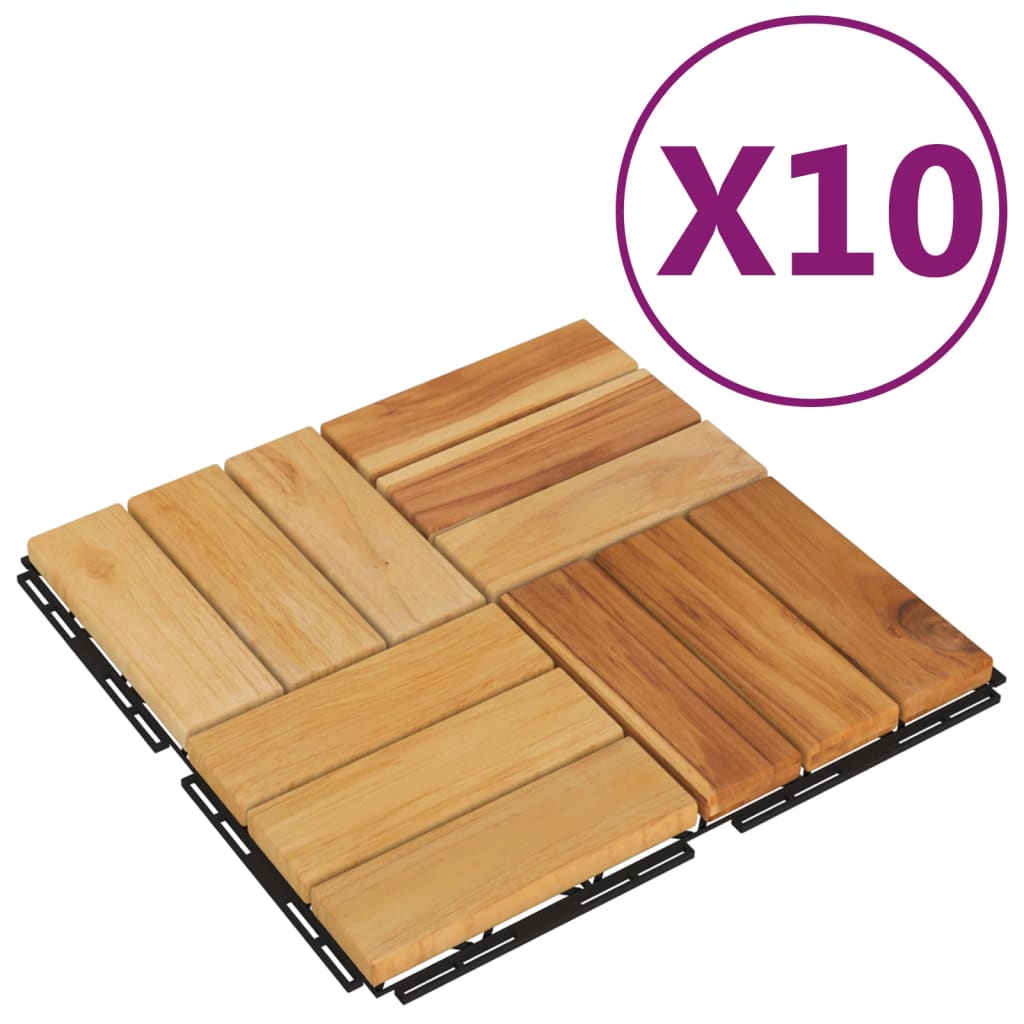 Terrassenfliesen 10 Stk. 30x30 cm Massivholz Teak