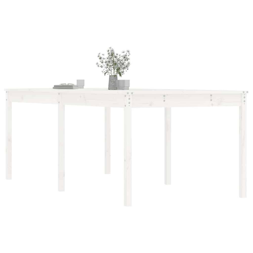 Gartentisch Weiß 203,5x100x76 cm Massivholz Kiefer