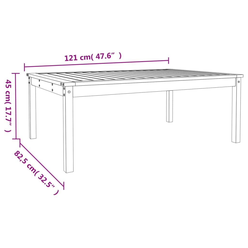 Gartentisch Honigbraun 121x82,5x45 cm Massivholz Kiefer