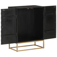 Thumbnail for Sideboard Schwarz 55x34x75 cm Massivholz Mango und Eisen