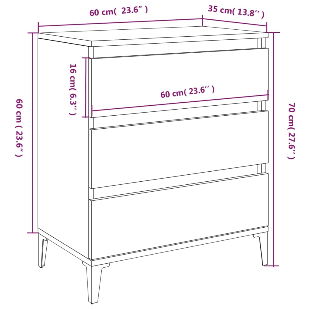 Sideboard Hochglanz-Weiß 60x35x70 cm Holzwerkstoff