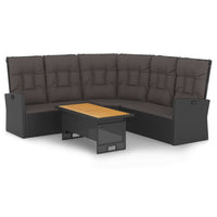 Thumbnail for 2-tlg. Garten-Lounge-Set mit Kissen Schwarz Poly Rattan
