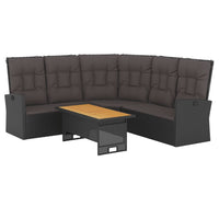 Thumbnail for 2-tlg. Garten-Lounge-Set mit Kissen Schwarz Poly Rattan