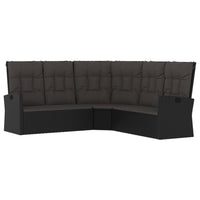 Thumbnail for 2-tlg. Garten-Lounge-Set mit Kissen Schwarz Poly Rattan