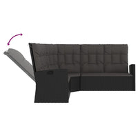 Thumbnail for 2-tlg. Garten-Lounge-Set mit Kissen Schwarz Poly Rattan