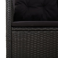 Thumbnail for 2-tlg. Garten-Lounge-Set mit Kissen Schwarz Poly Rattan