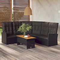 Thumbnail for 2-tlg. Garten-Lounge-Set mit Kissen Schwarz Poly Rattan