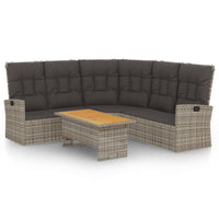 Thumbnail for 2-tlg. Garten-Lounge-Set mit Kissen Grau Poly Rattan
