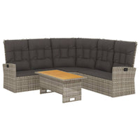 Thumbnail for 2-tlg. Garten-Lounge-Set mit Kissen Grau Poly Rattan