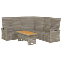 Thumbnail for 2-tlg. Garten-Lounge-Set mit Kissen Grau Poly Rattan