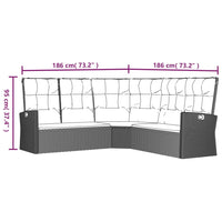 Thumbnail for 2-tlg. Garten-Lounge-Set mit Kissen Grau Poly Rattan