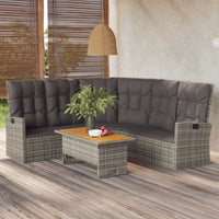 Thumbnail for 2-tlg. Garten-Lounge-Set mit Kissen Grau Poly Rattan
