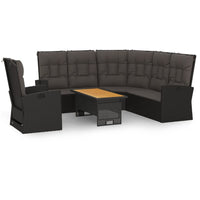 Thumbnail for 3-tlg. Garten-Lounge-Set mit Kissen Schwarz Poly Rattan