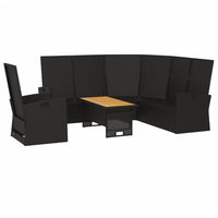 Thumbnail for 3-tlg. Garten-Lounge-Set mit Kissen Schwarz Poly Rattan