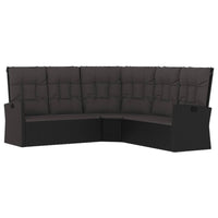 Thumbnail for 3-tlg. Garten-Lounge-Set mit Kissen Schwarz Poly Rattan