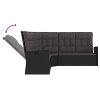 Thumbnail for 3-tlg. Garten-Lounge-Set mit Kissen Schwarz Poly Rattan