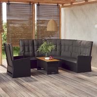Thumbnail for 3-tlg. Garten-Lounge-Set mit Kissen Schwarz Poly Rattan