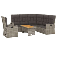 Thumbnail for 3-tlg. Garten-Lounge-Set mit Kissen Grau Poly Rattan