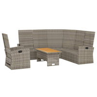 Thumbnail for 3-tlg. Garten-Lounge-Set mit Kissen Grau Poly Rattan
