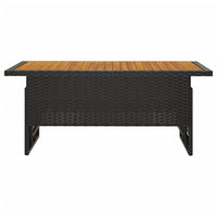 Thumbnail for Gartentisch Schwarz 100x50x43/63 cm Akazienholz & Poly Rattan