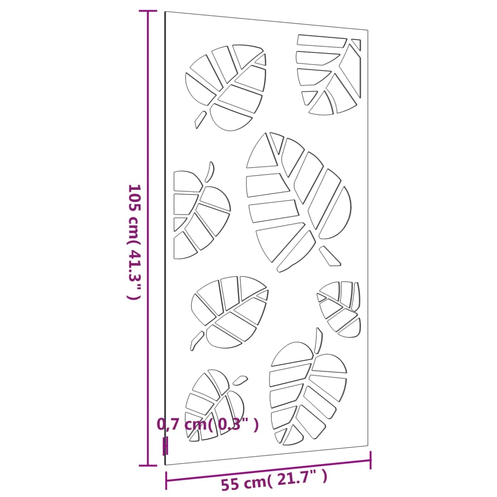 Garten-Wanddeko 105x55 cm Cortenstahl Blatt-Design