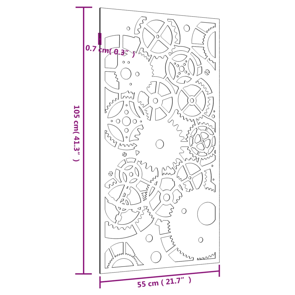 Garten-Wanddeko 105x55 cm Cortenstahl Zahnrad-Design