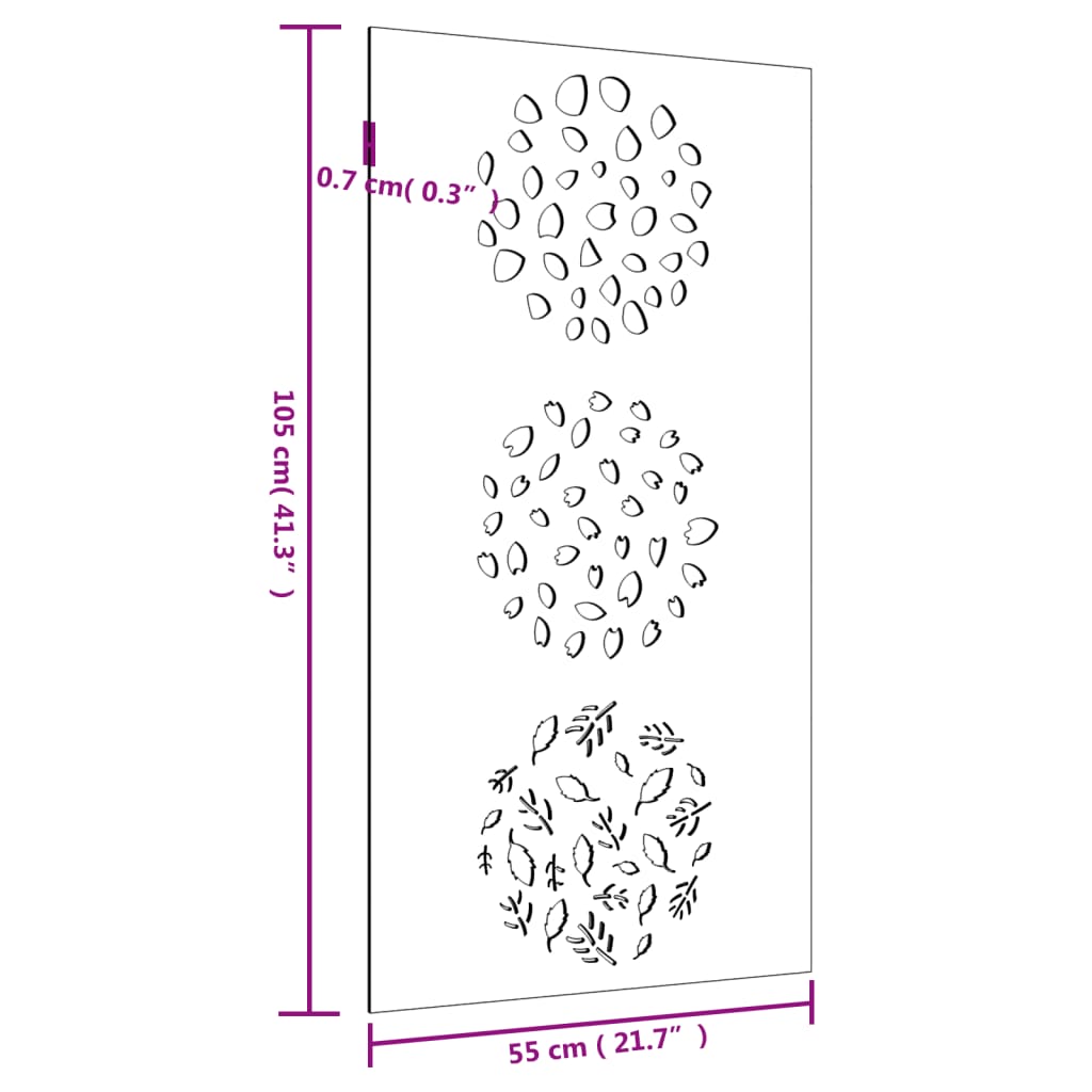 Garten-Wanddeko 105x55 cm Cortenstahl Blatt-Design