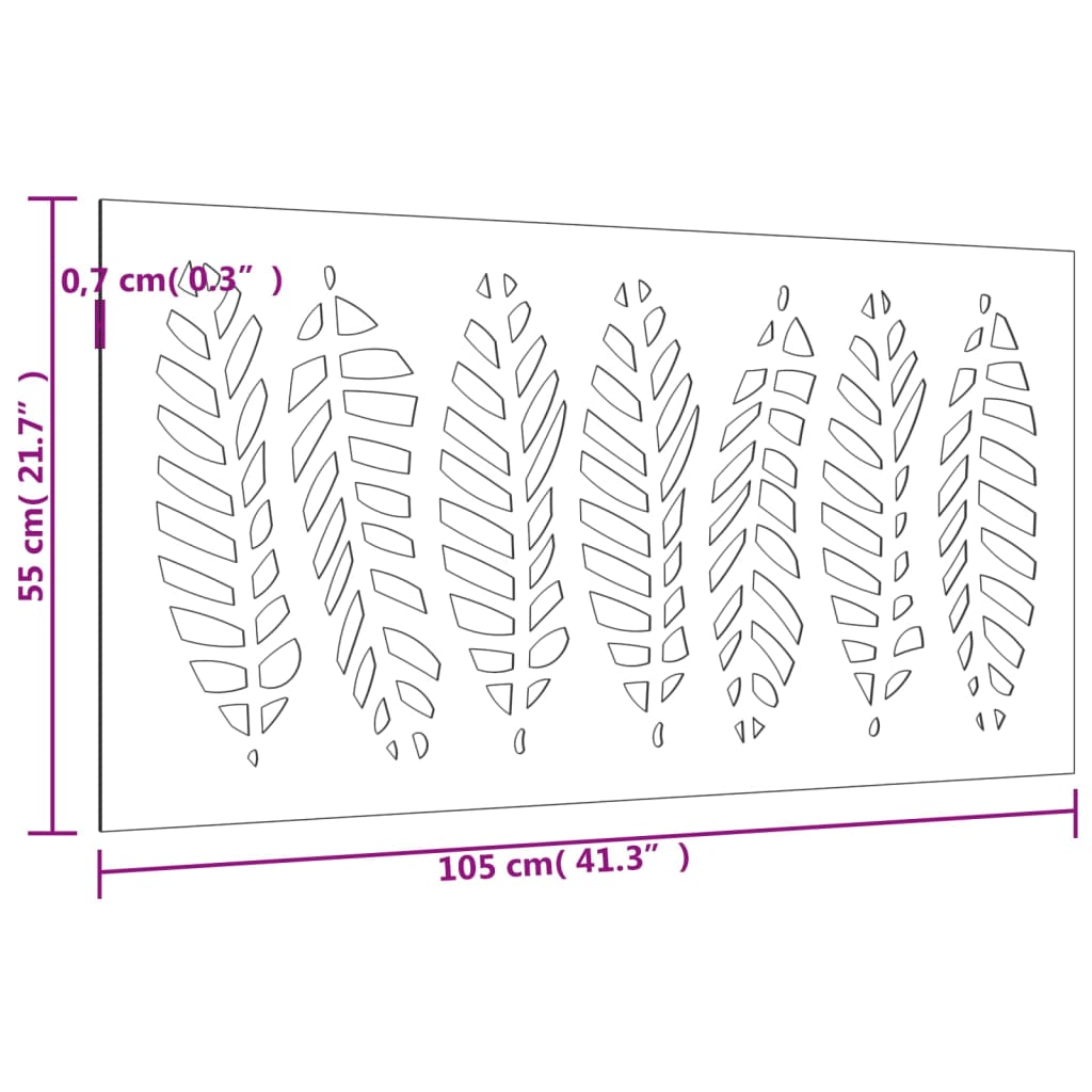 Garten-Wanddeko 105x55 cm Cortenstahl Blatt-Design