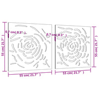 Thumbnail for 2-tlg. Garten-Wanddeko 55x55 cm Cortenstahl Rosen-Design