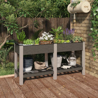 Thumbnail for Garten-Hochbeet mit Ablage Grau 150x50x75 cm WPC