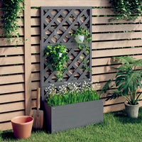 Thumbnail for Blumenkasten mit Rankgitter Grau 65x33x135 cm WPC