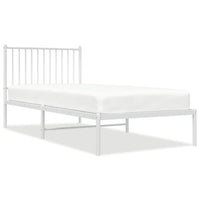 Thumbnail for Bettgestell mit Kopfteil Metall Weiß 90x200 cm