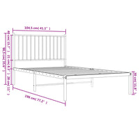 Thumbnail for Bettgestell mit Kopfteil Metall Weiß 100x190 cm