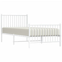 Thumbnail for Bettgestell mit Kopf- und Fußteil Metall Weiß 90x200 cm