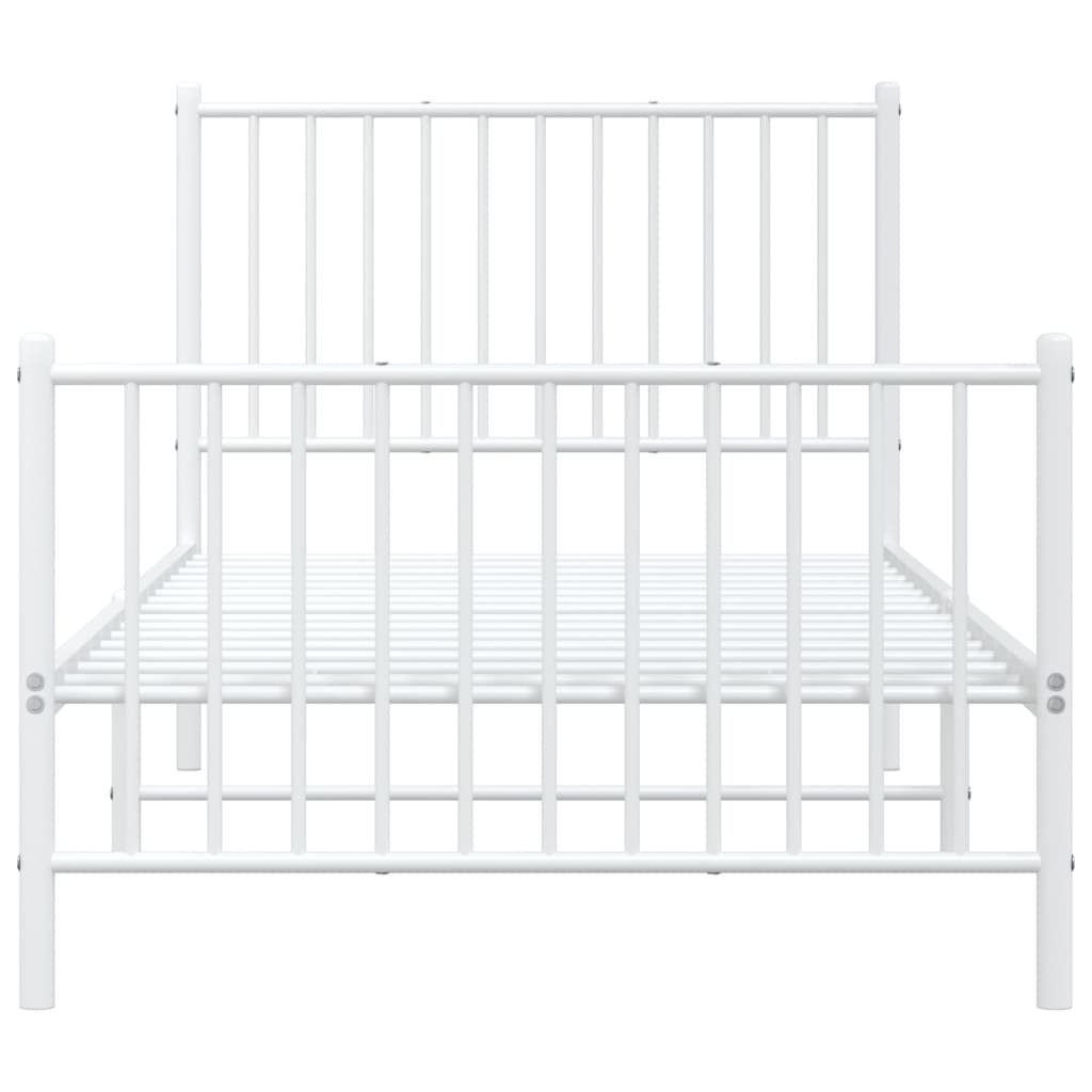 Bettgestell mit Kopf- und Fußteil Metall Weiß 90x200 cm