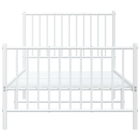 Thumbnail for Bettgestell mit Kopf- und Fußteil Metall Weiß 90x200 cm