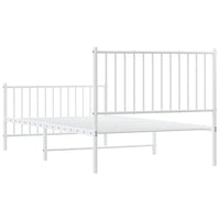 Thumbnail for Bettgestell mit Kopf- und Fußteil Metall Weiß 100x190 cm