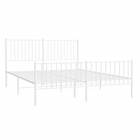 Thumbnail for Bettgestell mit Kopf- und Fußteil Metall Weiß 150x200 cm