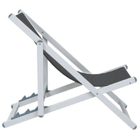 Thumbnail for Strandstühle 2 Stk. Klappbar Grau Aluminium und Textilene