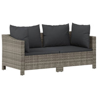 Thumbnail for 2-tlg. Garten-Lounge-Set mit Kissen Grau Poly Rattan