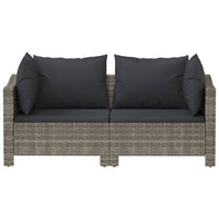 Thumbnail for 2-tlg. Garten-Lounge-Set mit Kissen Grau Poly Rattan