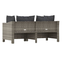 Thumbnail for 2-tlg. Garten-Lounge-Set mit Kissen Grau Poly Rattan