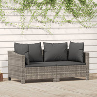Thumbnail for 2-tlg. Garten-Lounge-Set mit Kissen Grau Poly Rattan